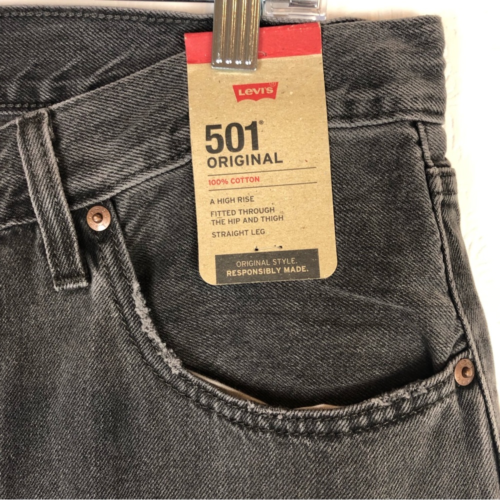 Levi’s 501 Jeans High Rise 100% Cotton straight leg 31 x 30 Faded Black wash - Picture 7 of 16